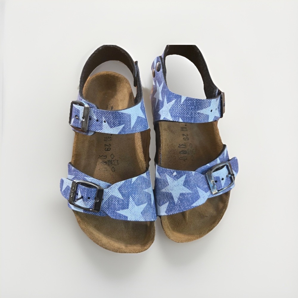 Biochic Vintage Stars Blue Slide Sandals‎ Size 29/ US 11C Beach Strappy American